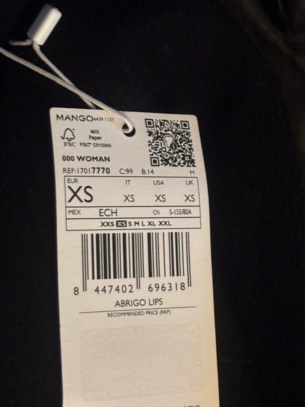 MANGO Black Wool Coat with Brown Fur Collar - Picture 10 of 11